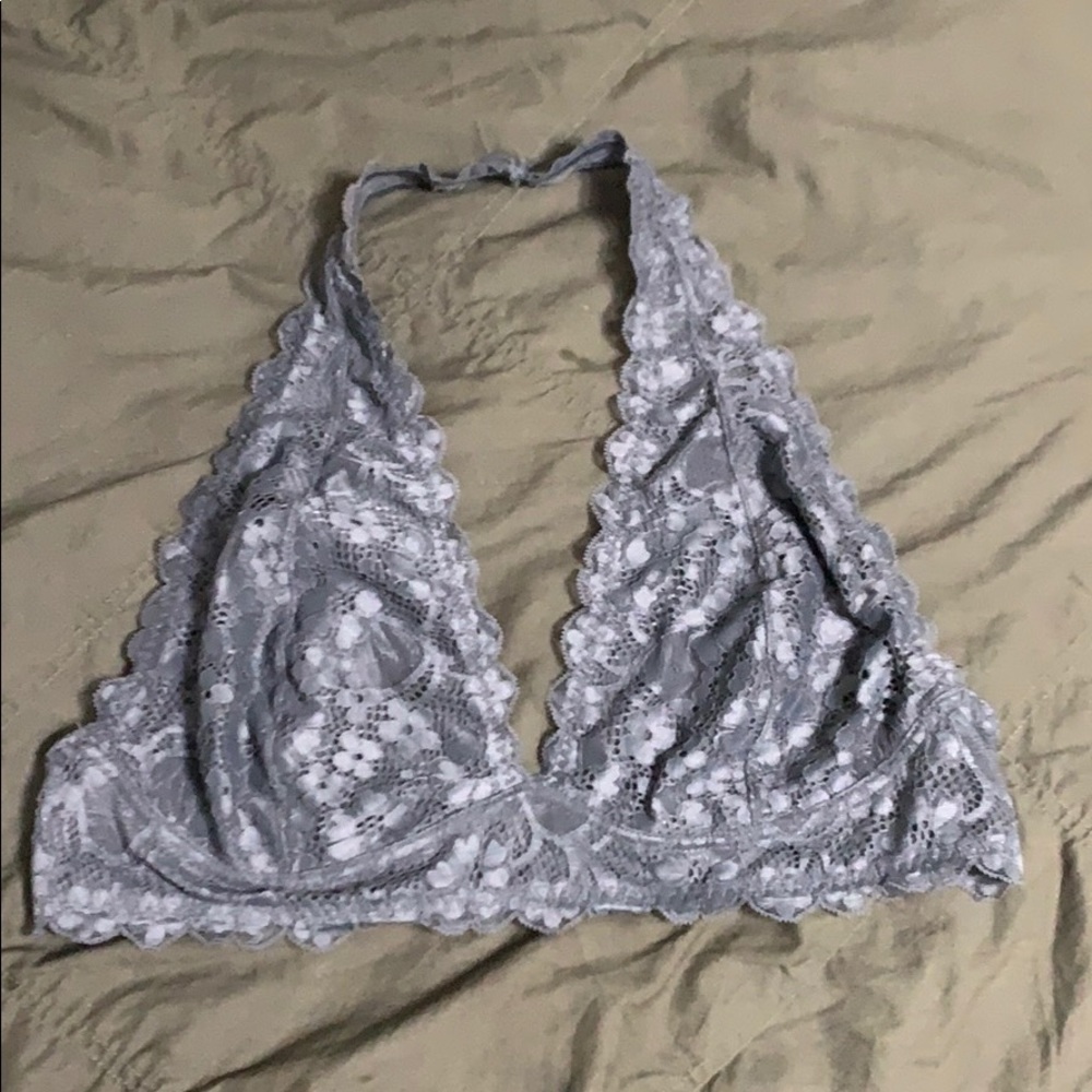 Grey free people halter galloon bralette